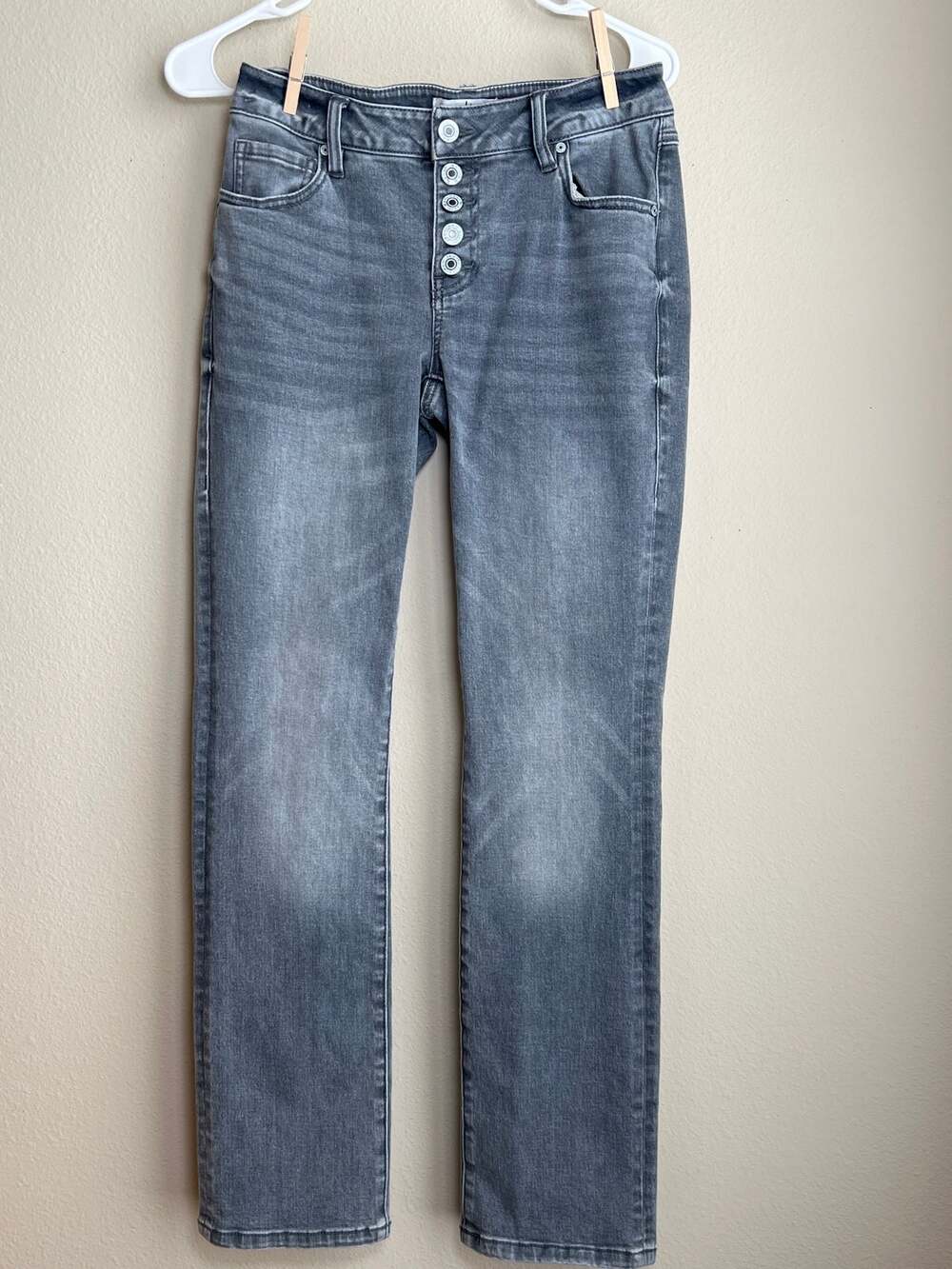 Cabi Button Fly Straight Leg Gray Wash Denim Jeans Size 2